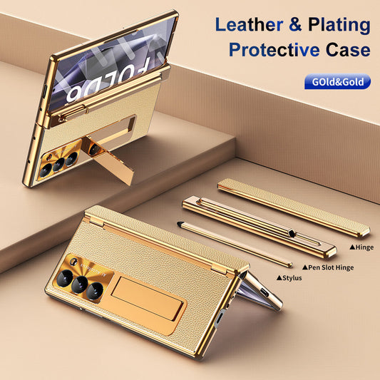 Leather Hinge  S Pen Slot Kick stand Case - Z Fold Series