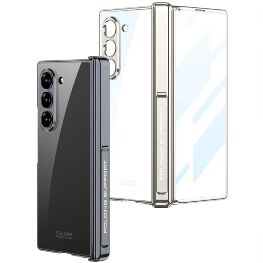 Z Fold 6 Transparent Magnetic Case with Hinge Protection & Kickstand