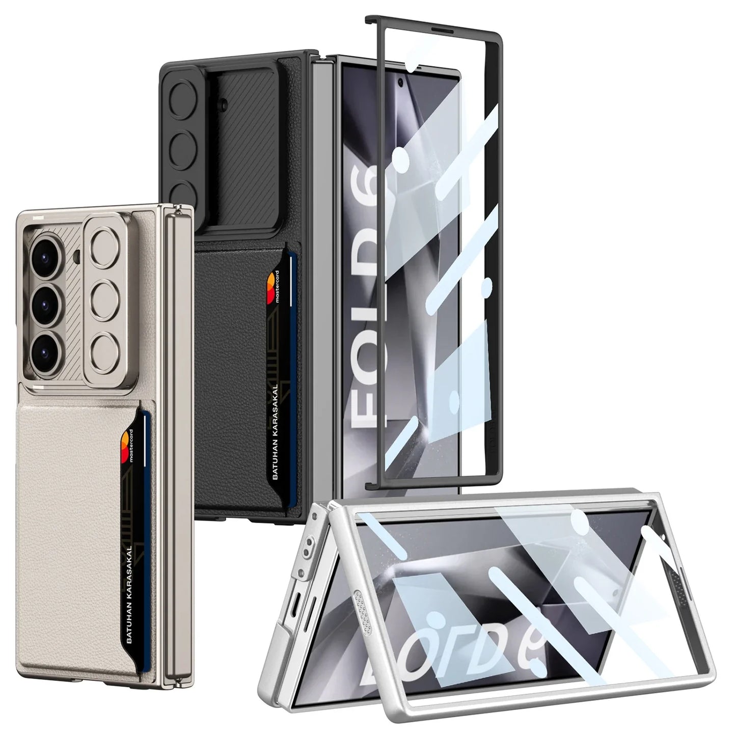 Z Fold 6 Slim Shockproof Case with Card Slot, Camera Slide & Screen Protection