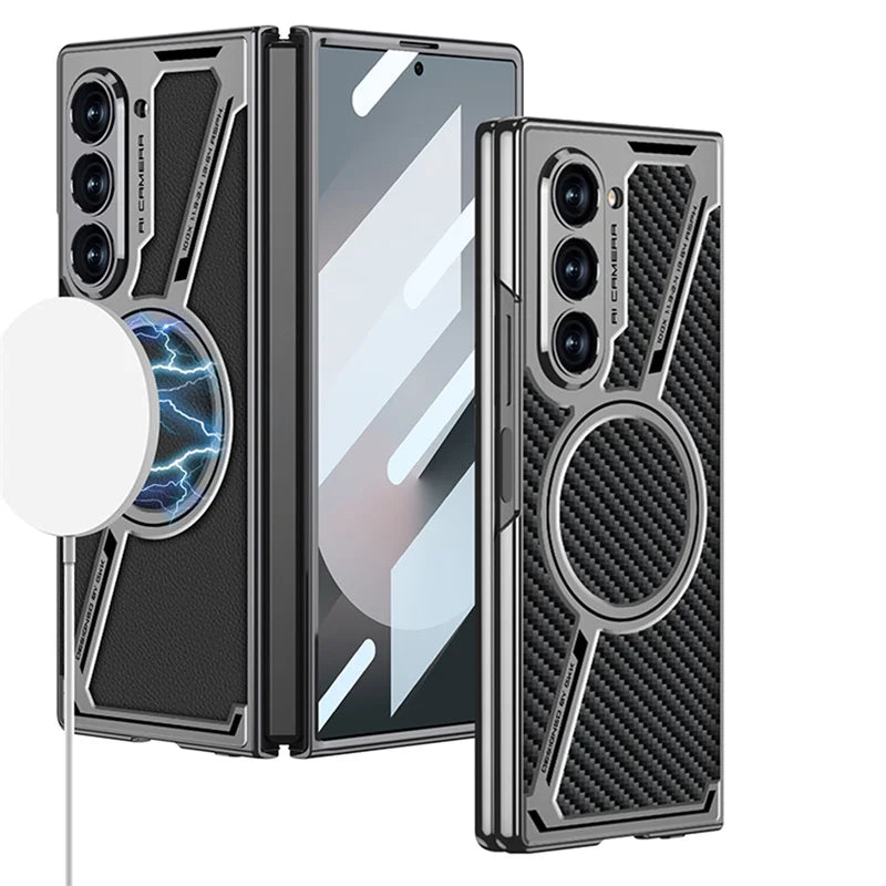 Z-Style Magnetic Leather Case for Galaxy Z Fold 6, 5 - Shockproof & Elegant