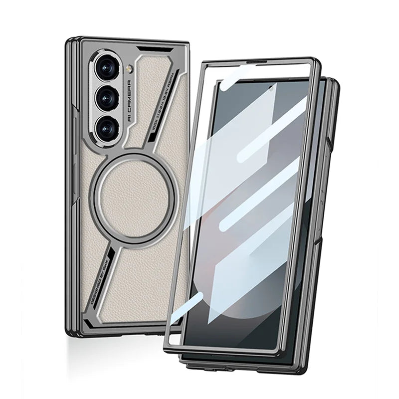 Z-Style Magnetic Leather Case for Galaxy Z Fold 6, 5 - Shockproof & Elegant